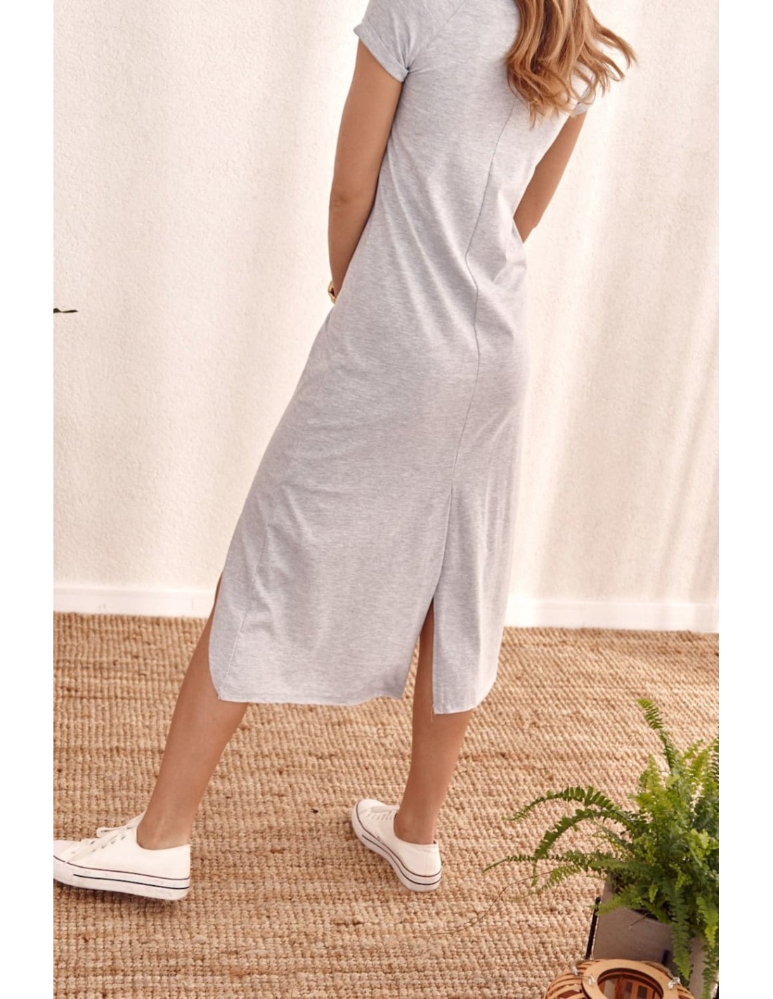 Asymmetric light gray dress 9865 - Online store - Boutique